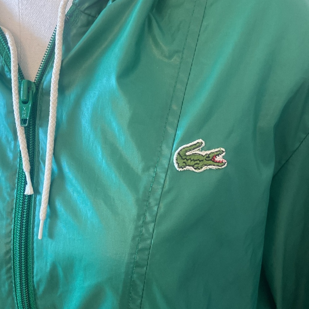 Vintage Izod Lacoste Green Wind Breaker Pullover Hooded Size M - Picture 2 of 9